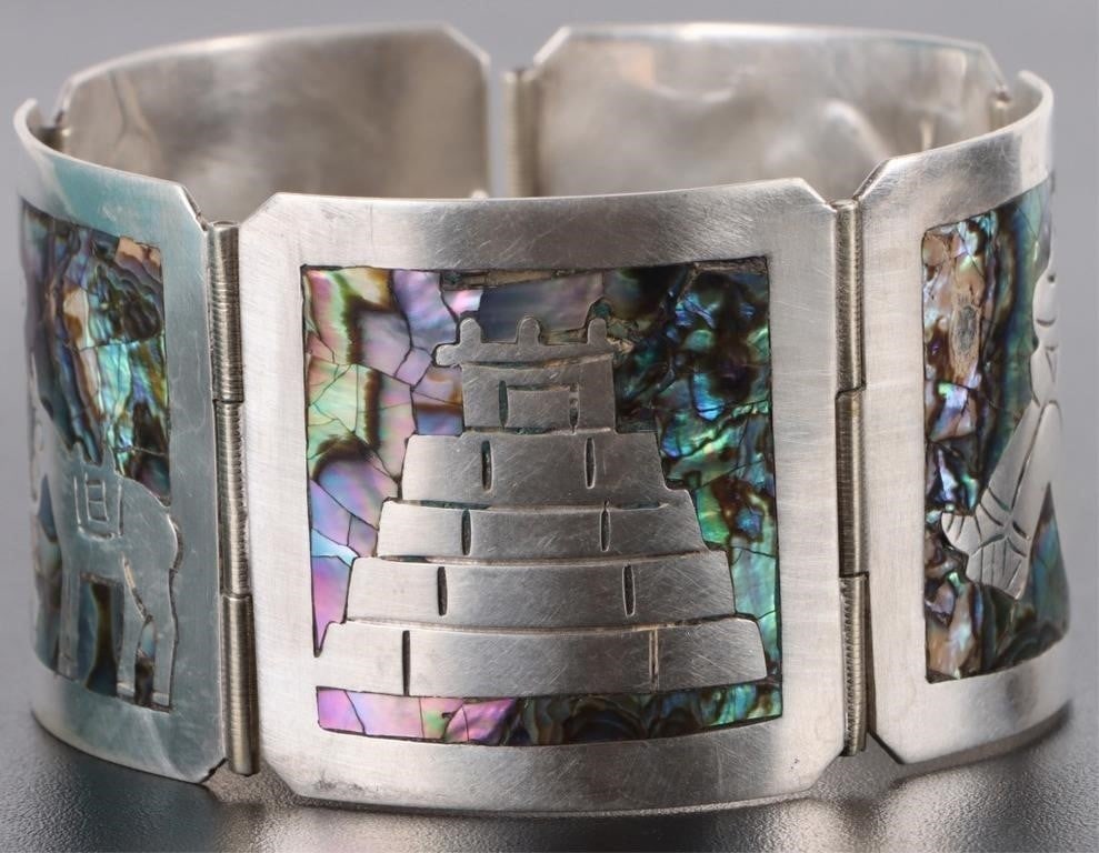 MEXICO TAXCO STERLING SILVER ABALONE BRACELET (1 of 4)