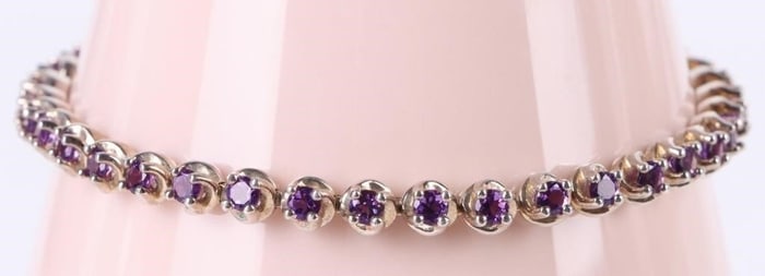 STERLING SILVER AMETHYST LADIES BRACELET