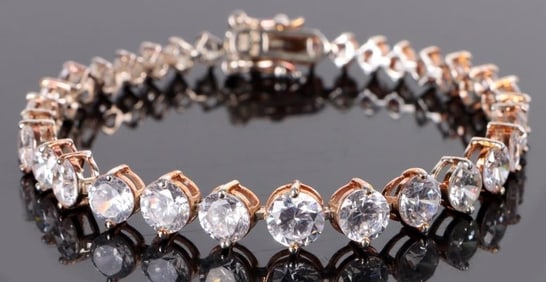 RJ VERMEIL OVER STERLING GRADUATING CZ BRACELET