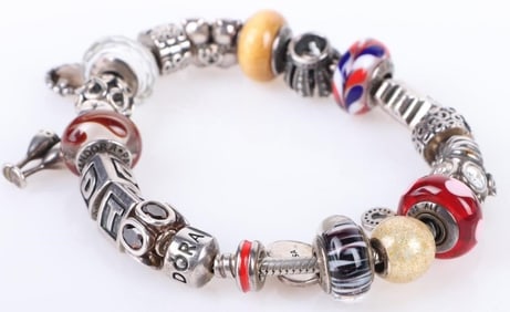 PANDORA STERLING SILVER TRUMP THEMED BRACELET