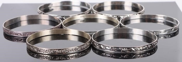 ASSORTED DANE CRAFT 0.925 SILVER BANGLES - (7)