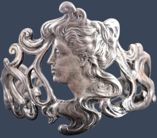 ANTIQUE ART NOUVEAU STERLING SILVER CUFF BRACELET