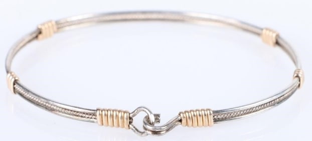 14K & STERLING SILVER DAINTY HOOK CLASP BANGLE