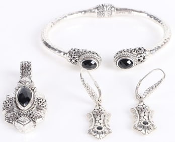 SARDA DESIGNER STERLING SILVER ONYX JEWELRY