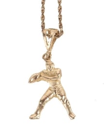 10K YELLOW GOLD FOOTBALL FIGURE NECKLACE