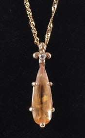 SPINEL & DIAMOND 14K YELLOW GOLD LADIES NECKLACE