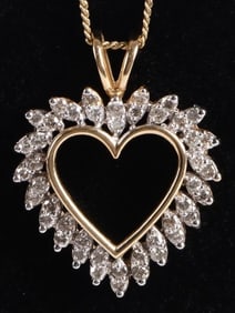 14K YELLOW GOLD DIAMOND HEART LADIES NECKLACE