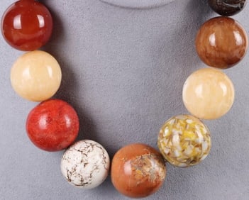 STERLING-SILVER CLASPED MULTI-STONE NECKLACE