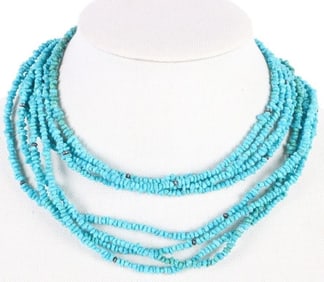 STERLING SILVER LARGE TUQUOISE CHIP NECKLACE