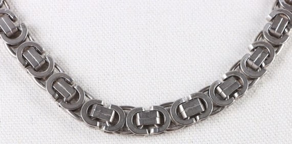 ITALIAN STERLING SILVER FLAT BYZANTINE CHAIN