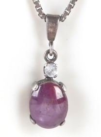 1.5CT STAR RUBY & SAPPHIRE STERLING NECKLACE