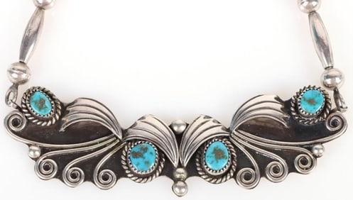 STERLING SILVER SOUTHWEST-STYLE TURQUOISE NECKLACE