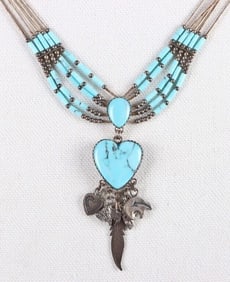 QUOC TU NATIVE TURQUOISE STERLING NECKLACE