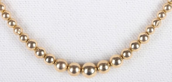 14K YELLOW GOLD GRADUATING BEADS LADIES NECKLACE