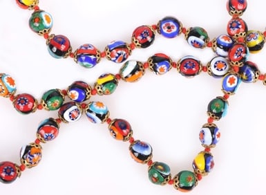 MILLIFIORE MURANO GLASS BEADED LADIES NECKLACE