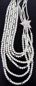 KIRKS FOLLY ORNATE FAUX PEARL STAR LADIES NECKLACE