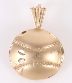14K YELLOW GOLD BASEBALL LADIES PENDANT