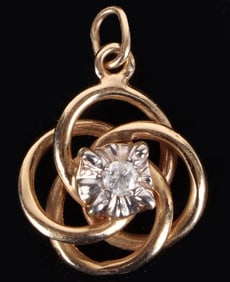 14K YELLOW GOLD DIAMOND LADIES PENDANT