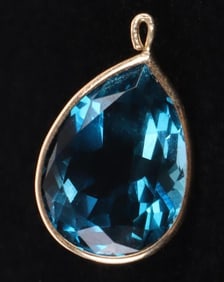 ~10.0CT LARGE PEAR TOPAZ 14K YELLOW GOLD PENDANT