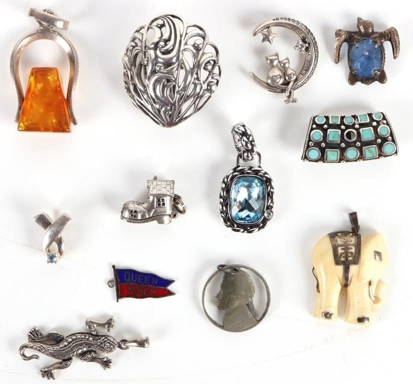 UNIQUE STERLING SILVER LADIES PENDANTS - LOT OF 12 (1 of 6)
