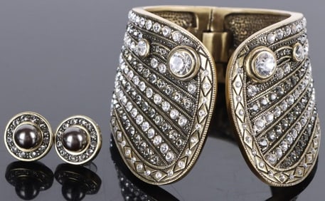 HEIDI DAUS ORNATE LADIES CUFF BRACLET & EARRINGS