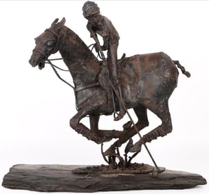 DONNA MARIHART METAL STATUE OF A POLO PLAYER