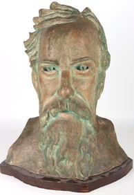 M. SOMMERBORG WOOD CARVED BUST OF ALBERT P. RYDER