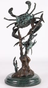 FIGHTING BLUE POINT CRABS BRASS SCULPTURE SPI