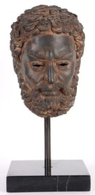 PATINATED BRONZE HEAD OF GREEK DEITY/PHILOSOPHER