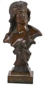 ANTIQUE CABINET JUDITH BRONZE BUST STATUE