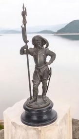 CONQUISTADOR W/ AXE FIGURAL BRONZE STATUE