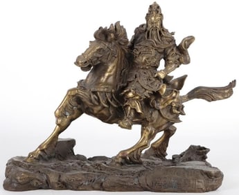 ANTIQUE CHINESE WARRIOR BRONZE SCULPTURE