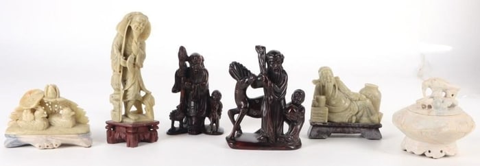 ANTIQUE HAND CARVED CHINESE STATUARY (6)