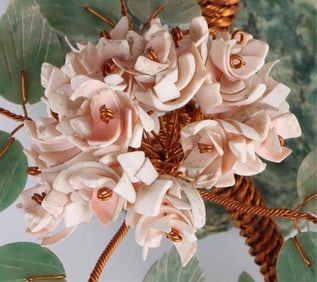 AMAZONITE BRAIDED COPPER SEA SHELL HANDMADE TREE