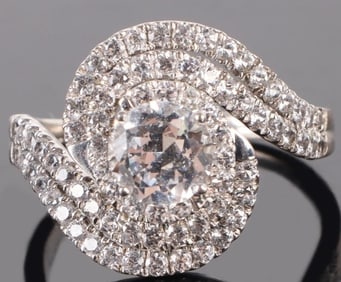 1.5CT SAPHHIRE & TOPAZ STERLING SILVER LADIES RING
