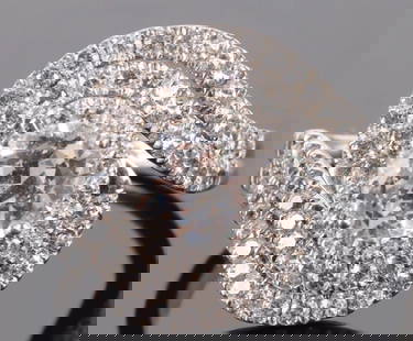 1.5CT SAPHHIRE & TOPAZ STERLING SILVER LADIES RING: 1.5ct round center white sapphire and surrounding topaz stones sterling silver ladies ring.Stone Type: AssortedWeight: 4.06 GramsSize: US 9Condition: Very fine.