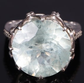 STERLING SILVER 16.67MM ROUND QUARTZ LADIES RING