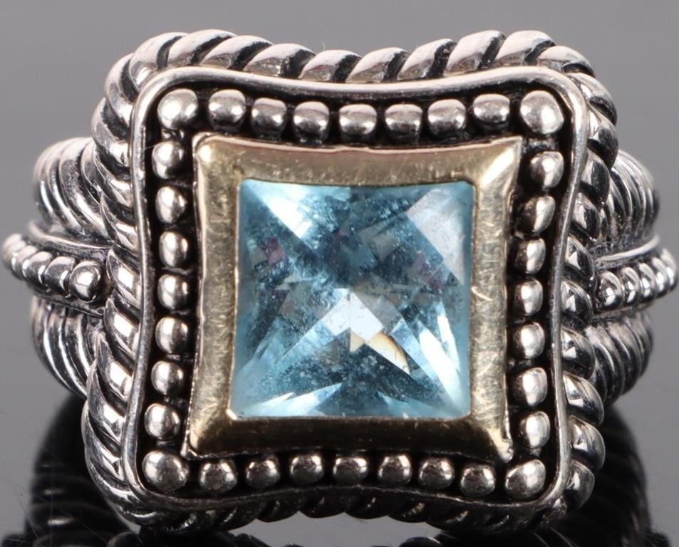14K GOLD & STERLING SILVER 3.0CT TOPAZ RING (1 of 3)