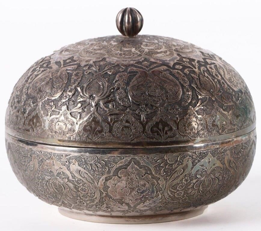 ANTIQUE ESFAHAN PERSIAN .84 SILVER TRINKET BOWL (1 of 3)
