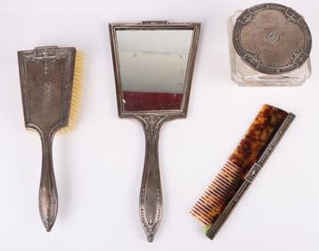 ANTIQUE STERLING SILVER VANITY SET - LOT OF 4
