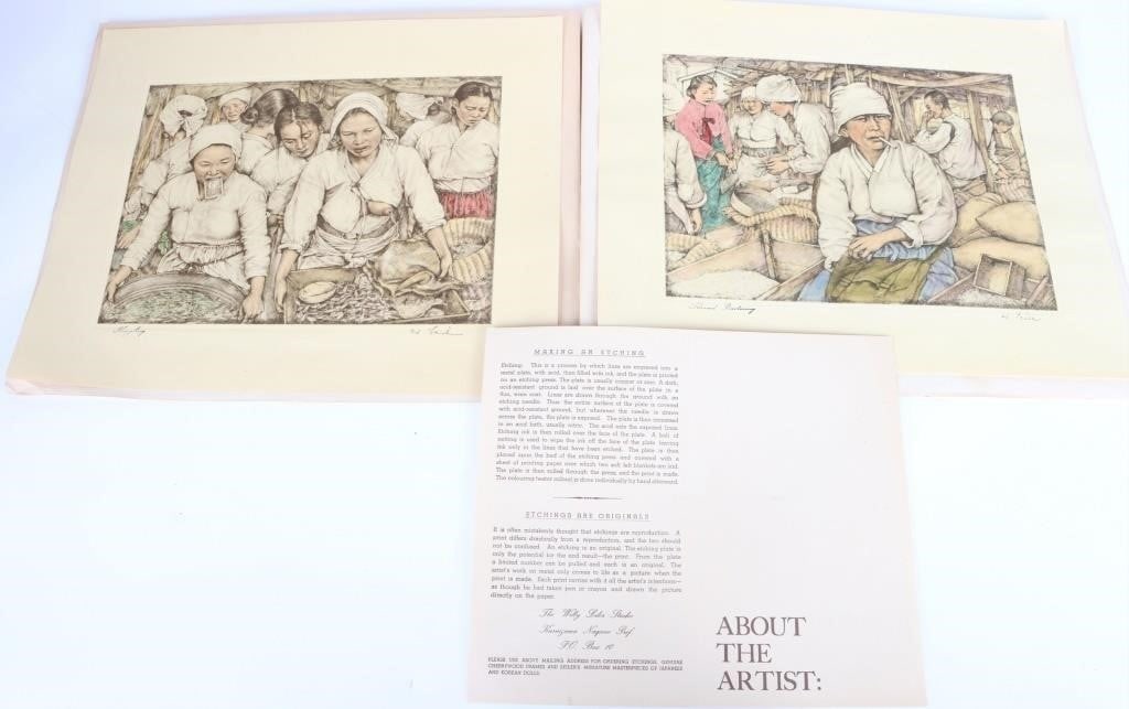 WILLY SEILER ORIGINAL HAND COLORED ETCHINGS (2) (1 of 7)