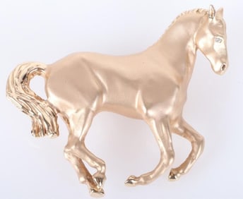 AMAZING 14K SOLID GOLD GALLOPING HORSE PENDANT
