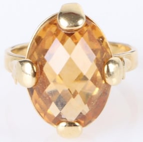 ~12.0CT CITRINE 18K YELLOW GOLD LADIES RING