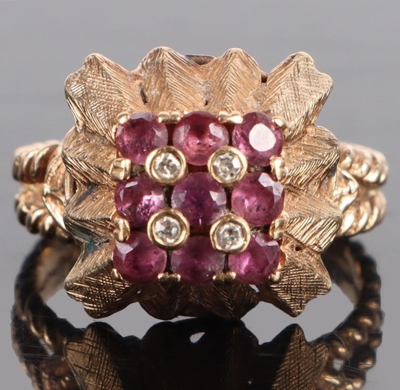 ANTIQUE 14K ART DECO RUBY DIAMOND LADIES RING (1 of 3)