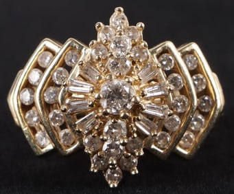 14K YELLOW GOLD ORNATE DIAMOND LADIES RING