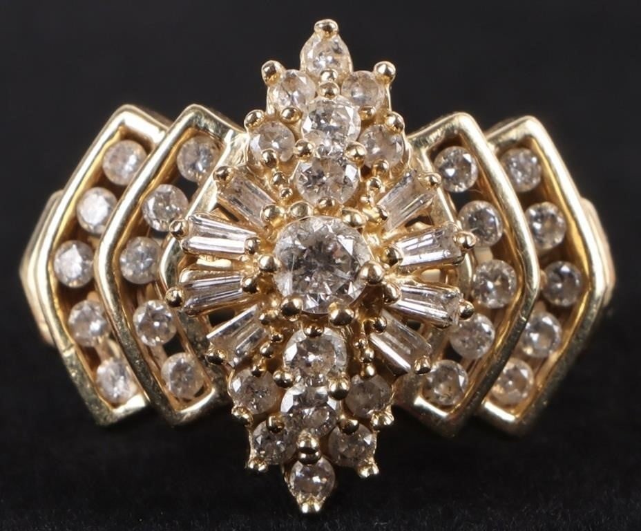 14K YELLOW GOLD ORNATE DIAMOND LADIES RING (1 of 3)