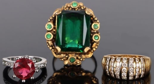 ASSORTED GOLD & SILVER LADIES FASHION RINGS (3)