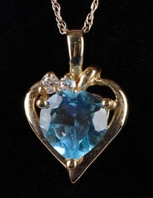10K YELLOW GOLD TOPAZ DIAMOND LADIES NECKLACE