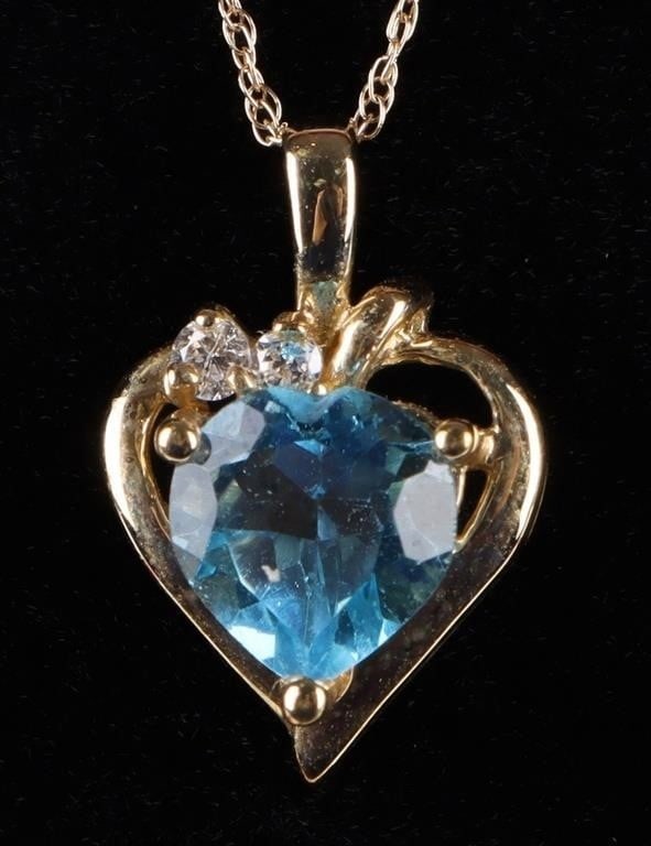 10K YELLOW GOLD TOPAZ DIAMOND LADIES NECKLACE (1 of 3)