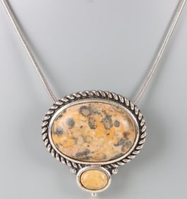 HONEY JASPER STERLING SILVER LADIES NECKLACE